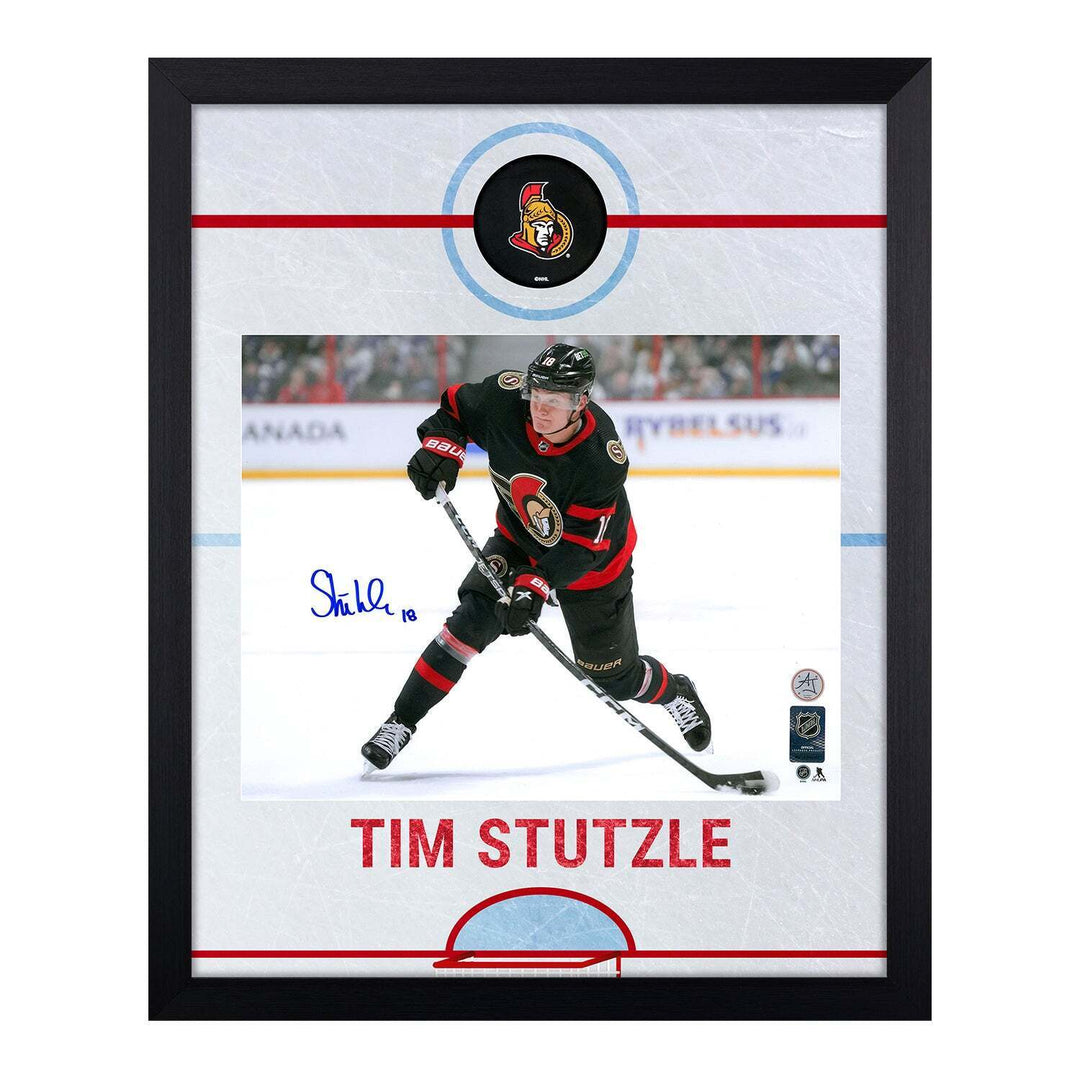 Tim Stutzle Signed Ottawa Senators Graphic Rink 19x23 Frame Image 1