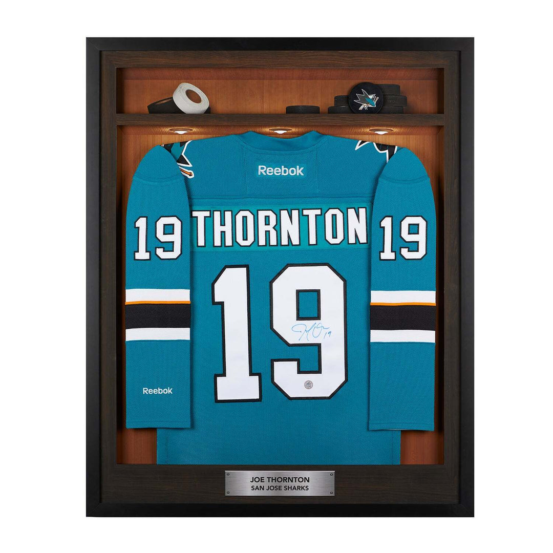 Joe Thornton Signed San Jose Sharks Locker Room 36x44 Jersey Frame Image 1