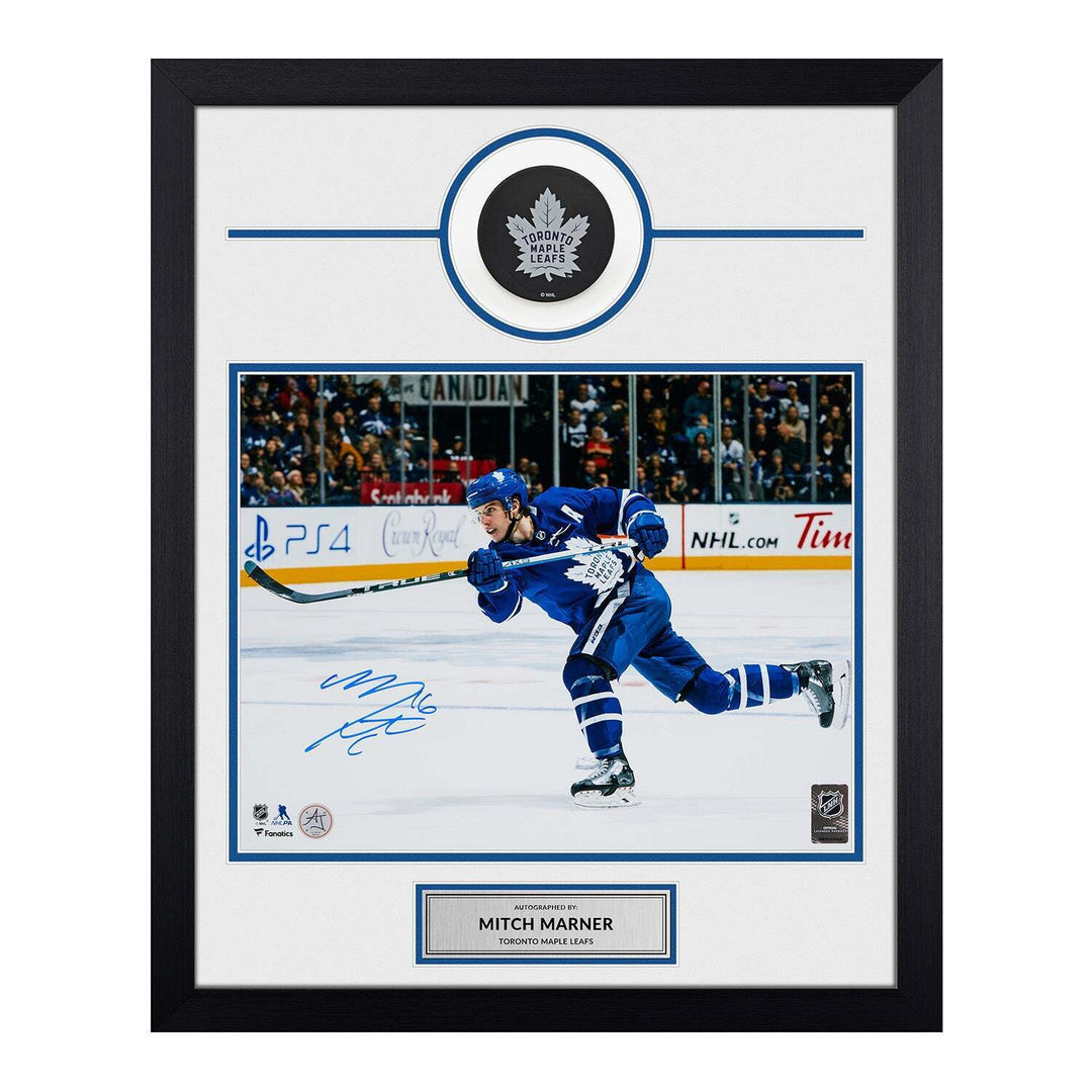 Mitch Marner Toronto Maple Leafs Signed Shooter 20x24 Puck Frame Image 1