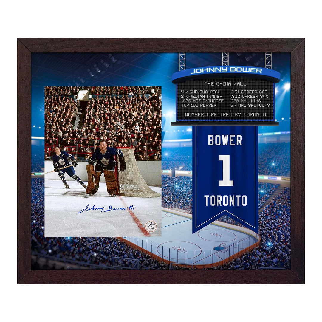 Johnny Bower Signed Toronto Maple Leafs Retired Number 23x27 Frame Image 1