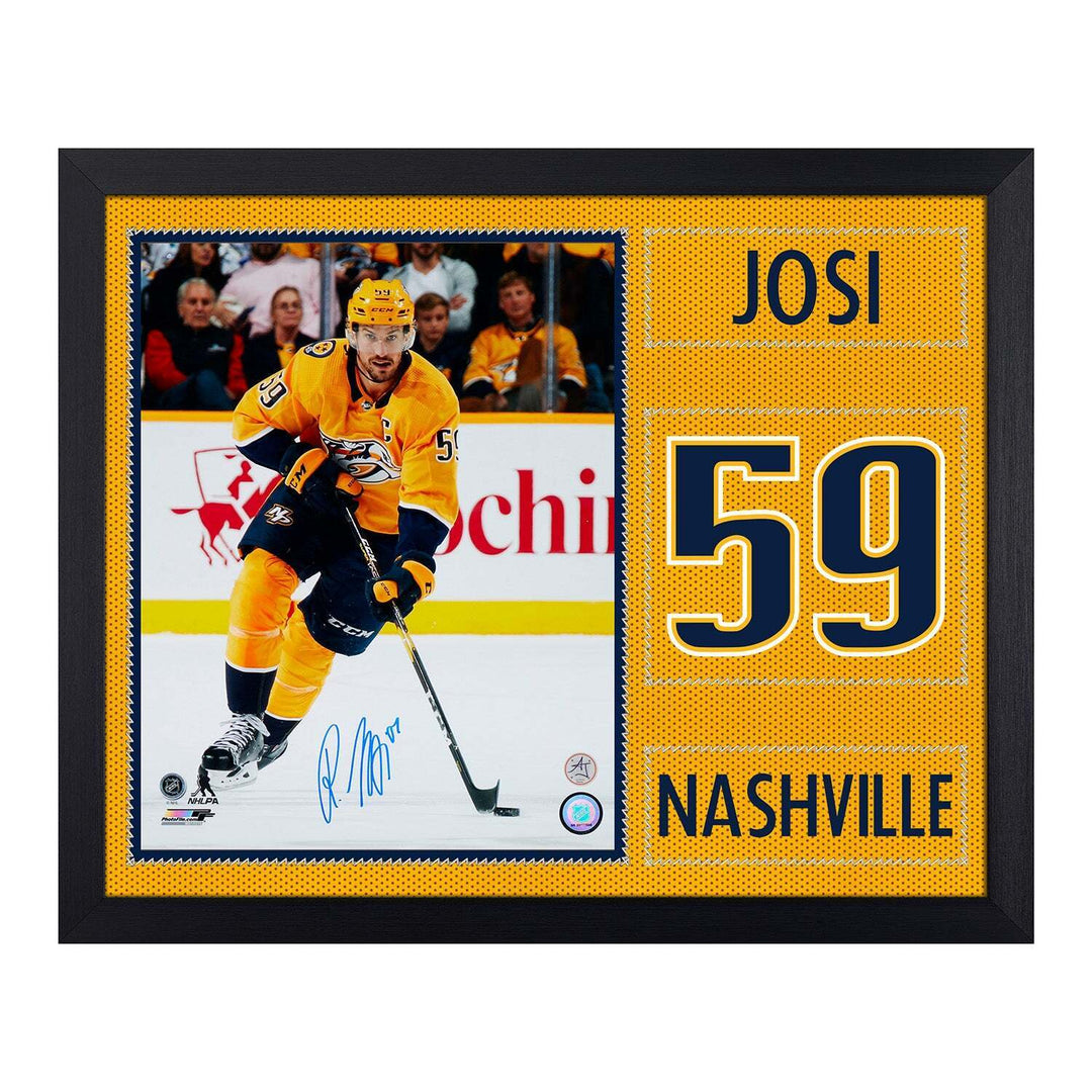 Roman Josi Autographed Nashville Predators Uniform Graphic 19x23 Frame Image 1
