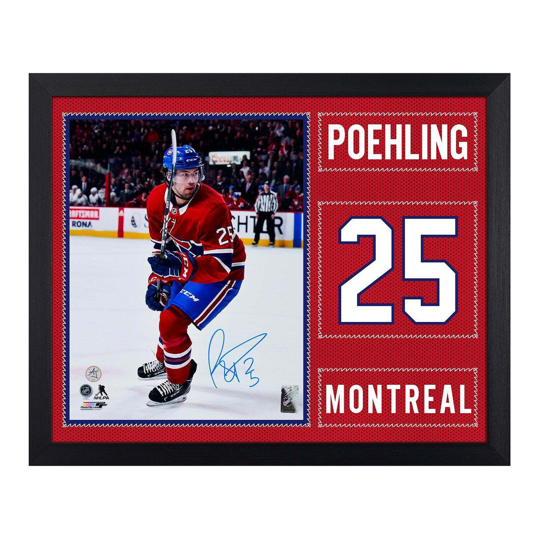 Ryan Poehling Autographed Montreal Canadiens Uniform Graphic 19x23 Frame Image 1