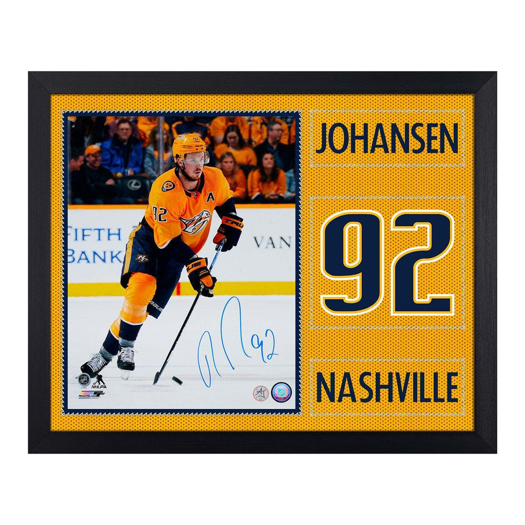 Ryan Johansen Autographed Nashville Predators Uniform Graphic 19x23 Frame Image 1