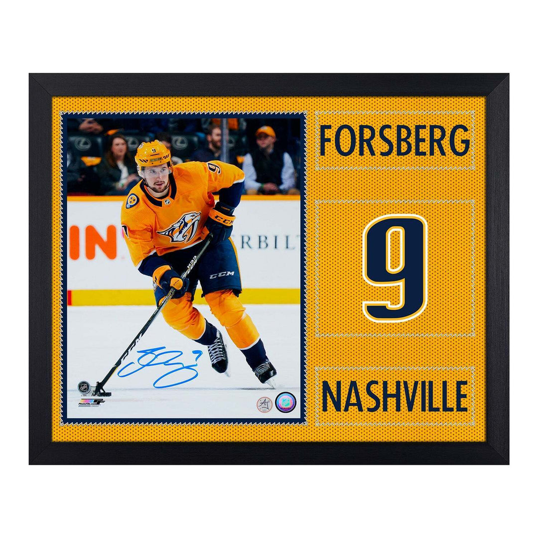 Filip Forsberg Signed Nashville Predators Uniform Graphic 19x23 Frame Image 1