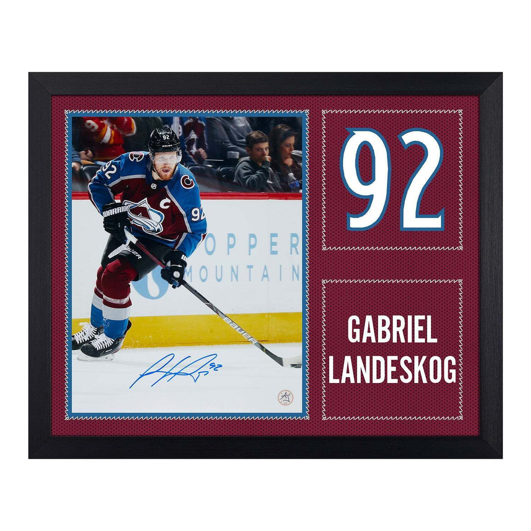Gabriel Landeskog Signed Colorado Avalanche Uniform Graphic 19x23 Frame Image 1