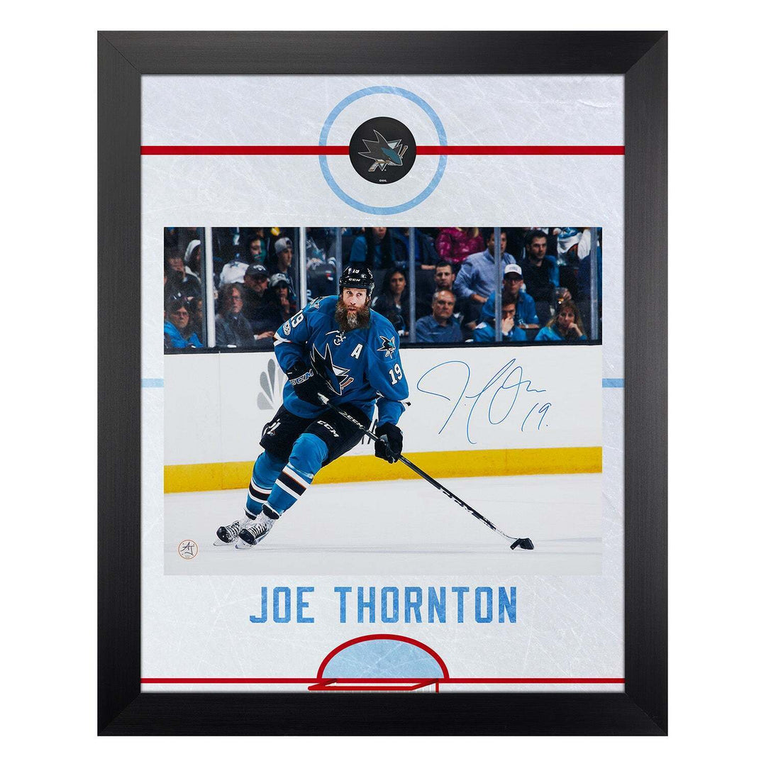 Joe Thornton Autographed San Jose Sharks Graphic Rink 26x32 Frame Image 1