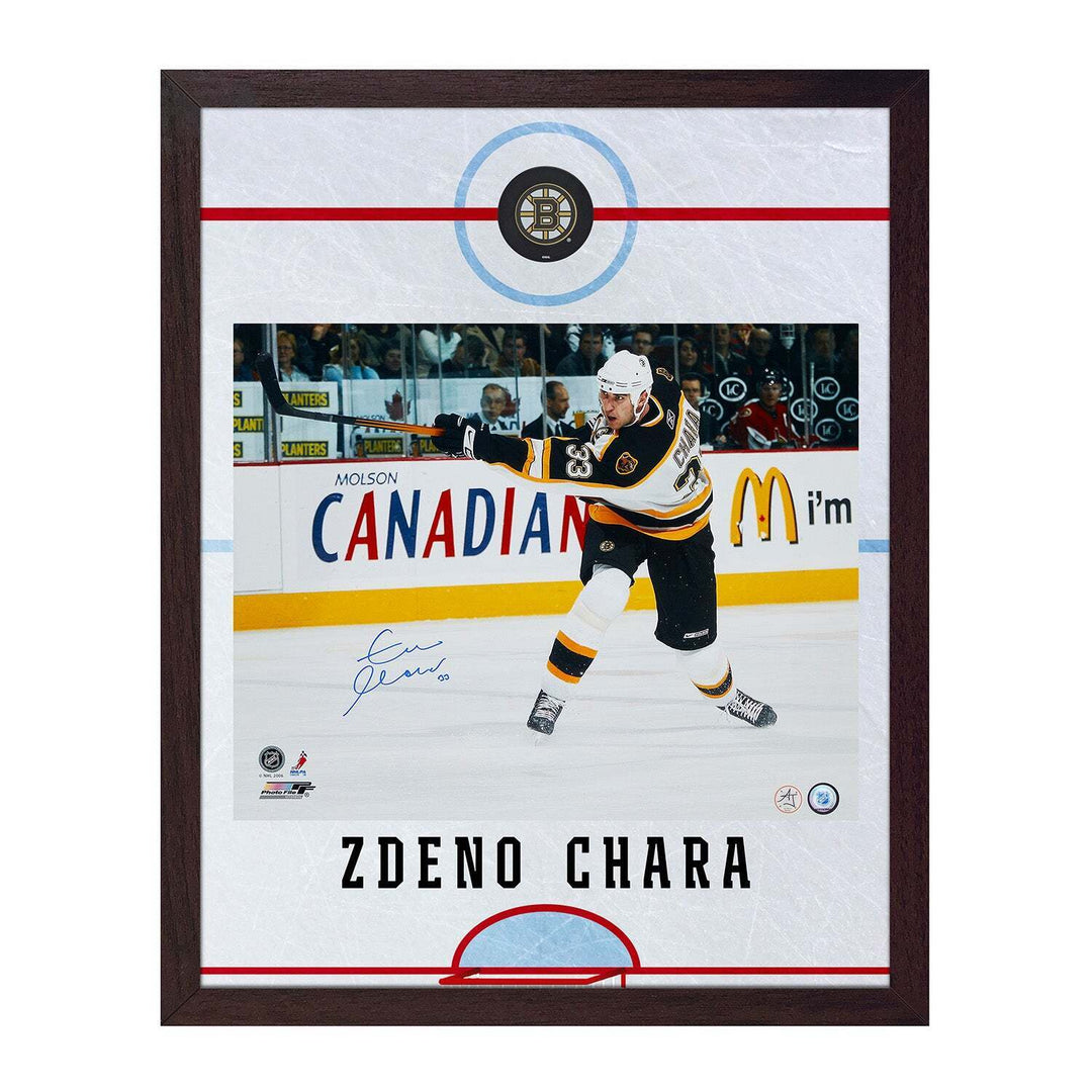 Zdeno Chara Autographed Boston Bruins Graphic Rink 26x32 Frame Image 1