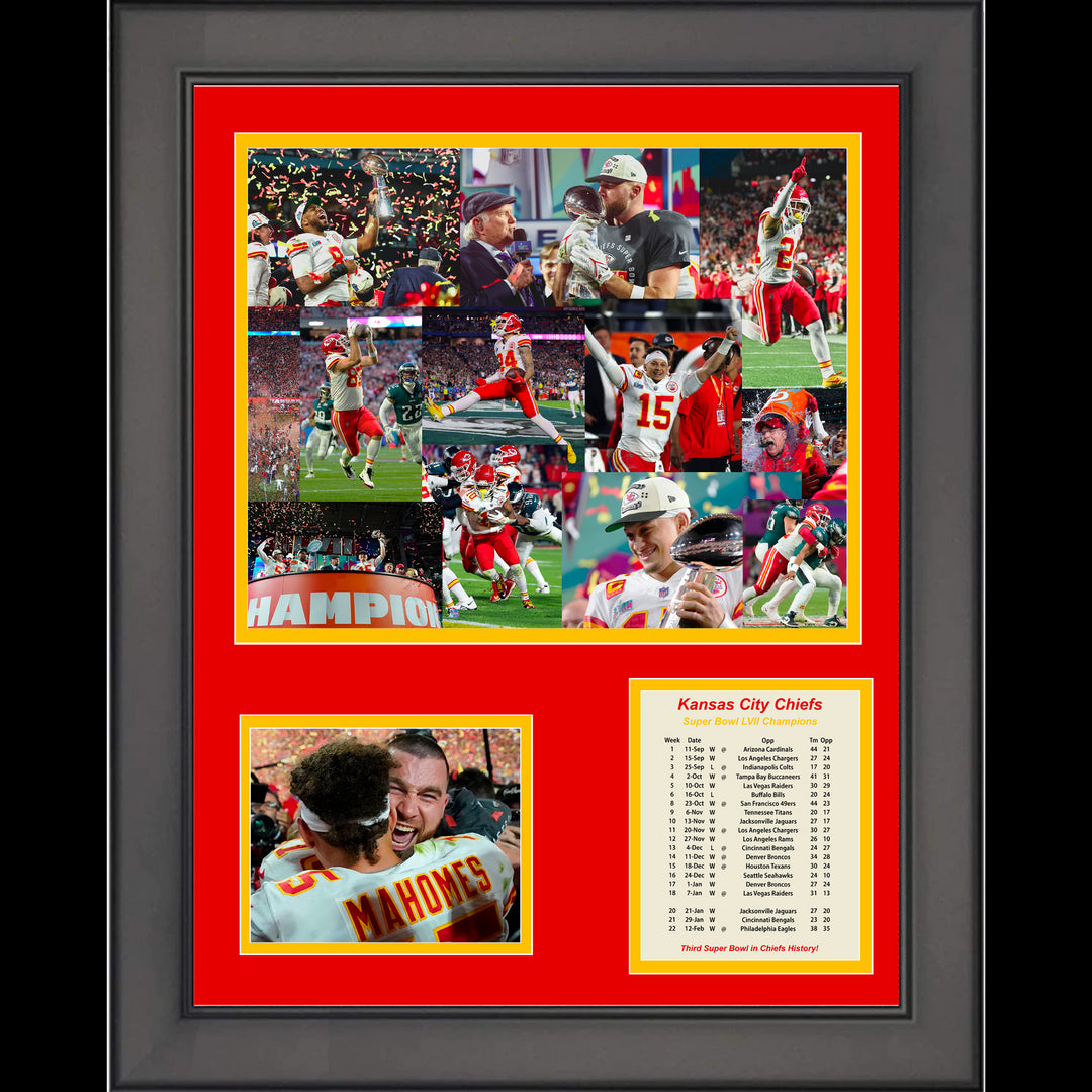 Framed Kansas City Chiefs Super Bowl LVII Champions Football 12"x15" Photo Image 1