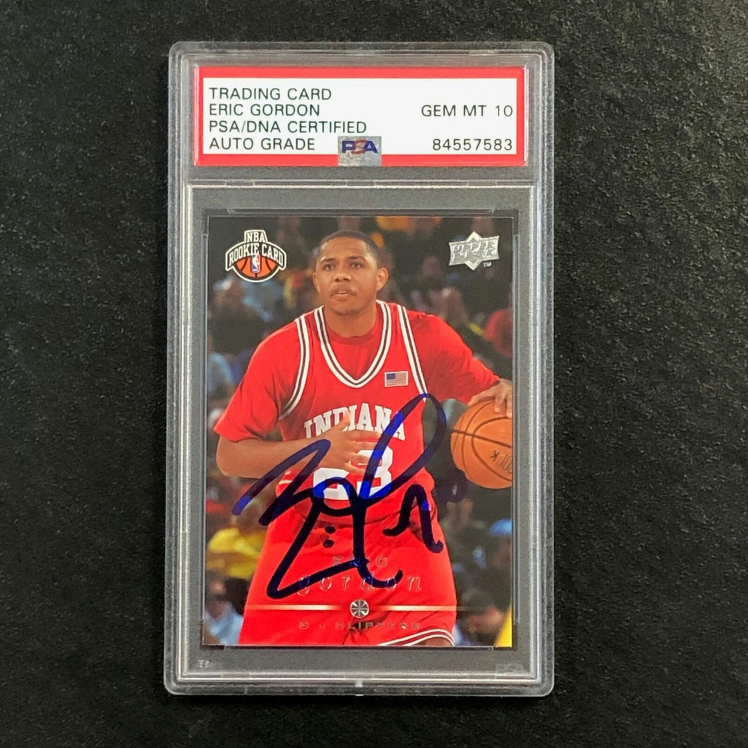 2008-09 Upper Deck #265 Eric Gordon Signed Card AUTO 10 PSA Slabbed RC Clippers Image 1