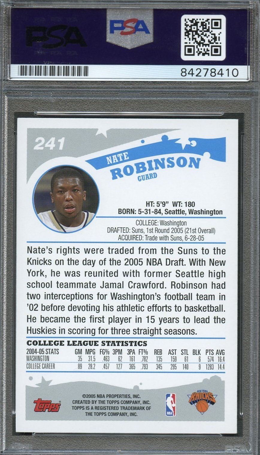 2005 Topps #241 Nate Robinson Signed Rookie Card AUTO PSA Slabbed Knicks Image 2