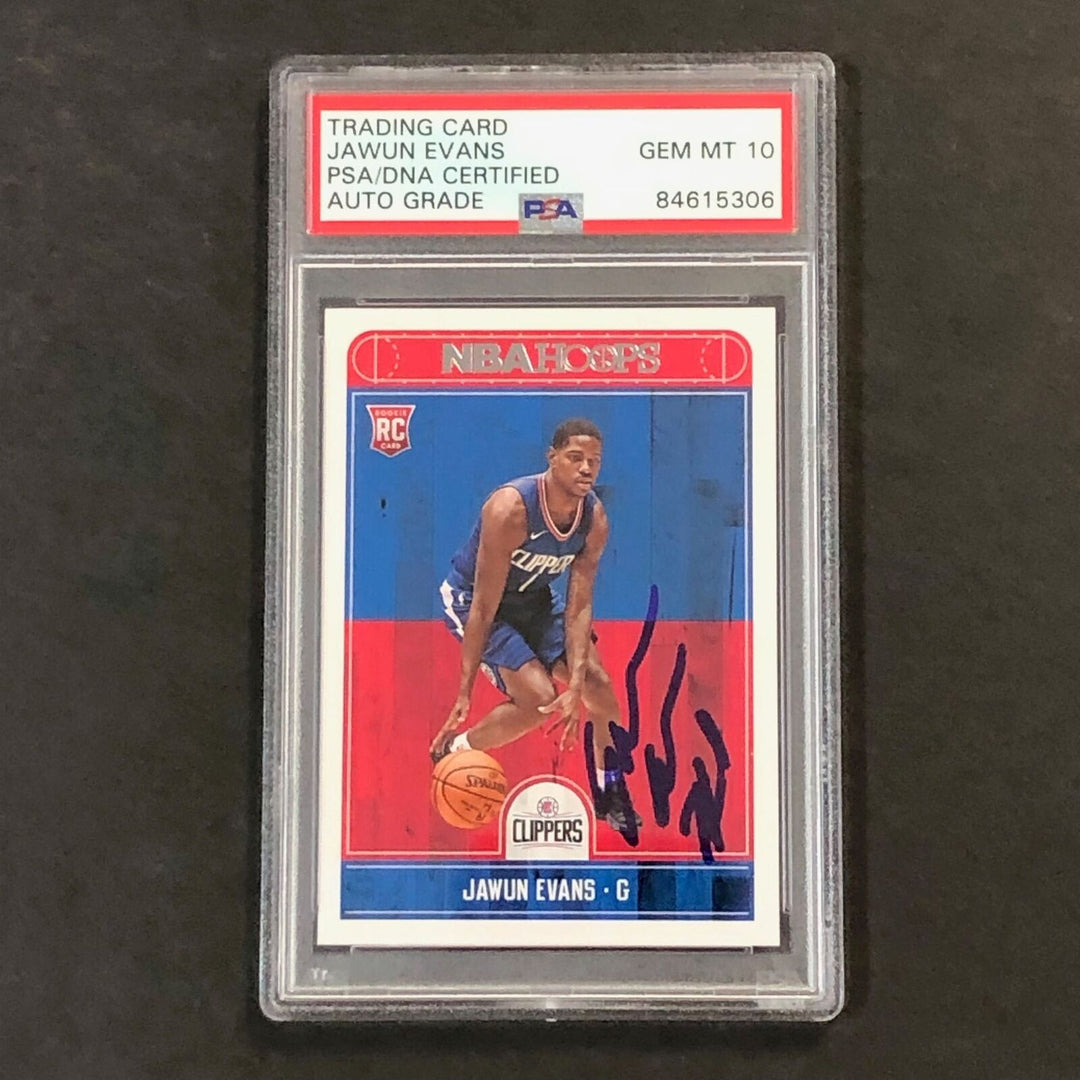 2017-18 NBA HOOPS #289 JAWUN EVANS Signed Card AUTO 10 PSA Slabbed RC Clippers Image 1