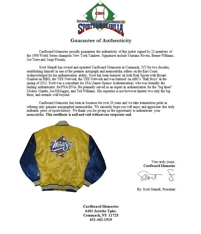 1998 World Series Yankees Team Signed Jacket 26 Auto Rivera Posada Jeter STEINER Image 10