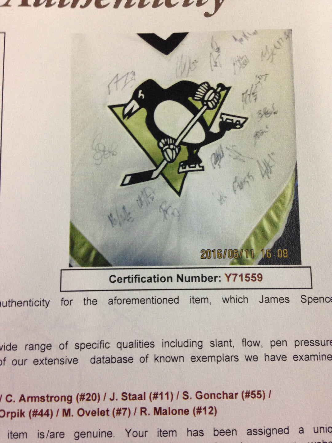 Pittsburgh Penguins 2006 07 team signed Sidney Crosby Practice jersey Auto Jsa Image 12