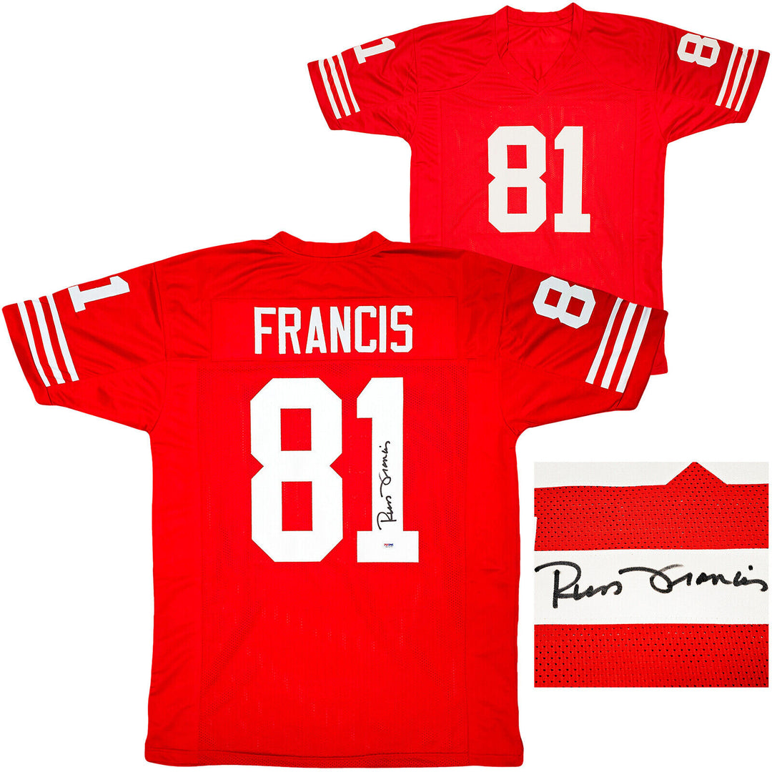 SAN FRANCISCO 49ERS RUSS FRANCIS AUTOGRAPHED RED JERSEY PSA/DNA STOCK #212447 Image 1