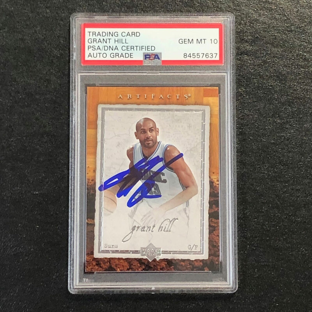 2007-08 Artifacts Basketball #68 Grant Hill Signed Card AUTO 10 PSA Slabbed Suns Image 1