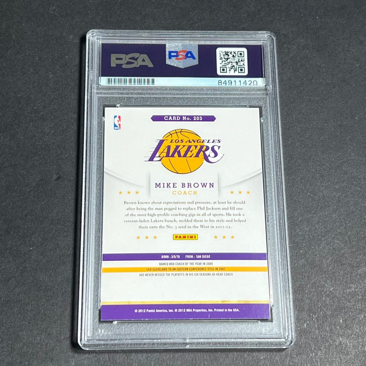 2012 NBA Hoops #203 Mike Brown Signed Card AUTO 10 PSA Slabbed Lakers Image 2
