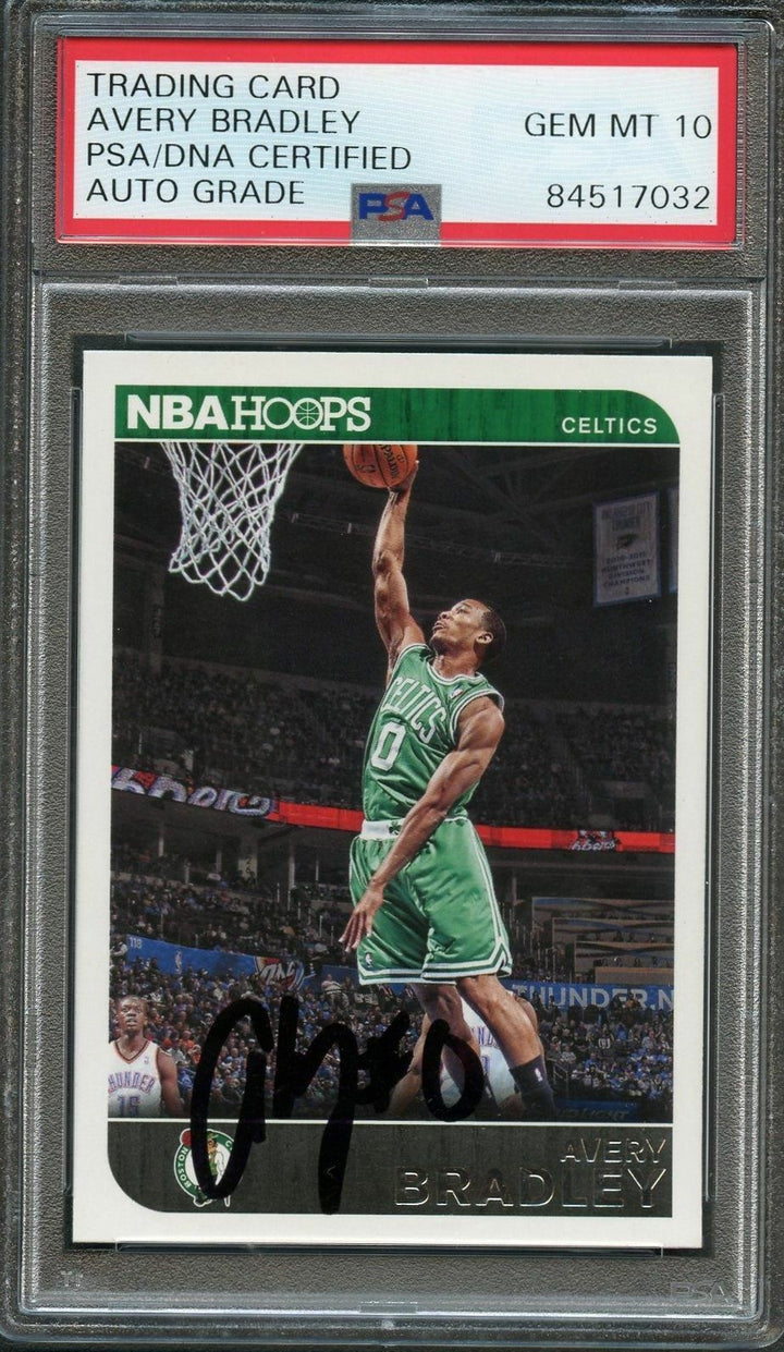2014-15 NBA Hoops #221 Avery Bradley Signed Card AUTO 10 PSA/DNA Slabbed Celtics Image 1