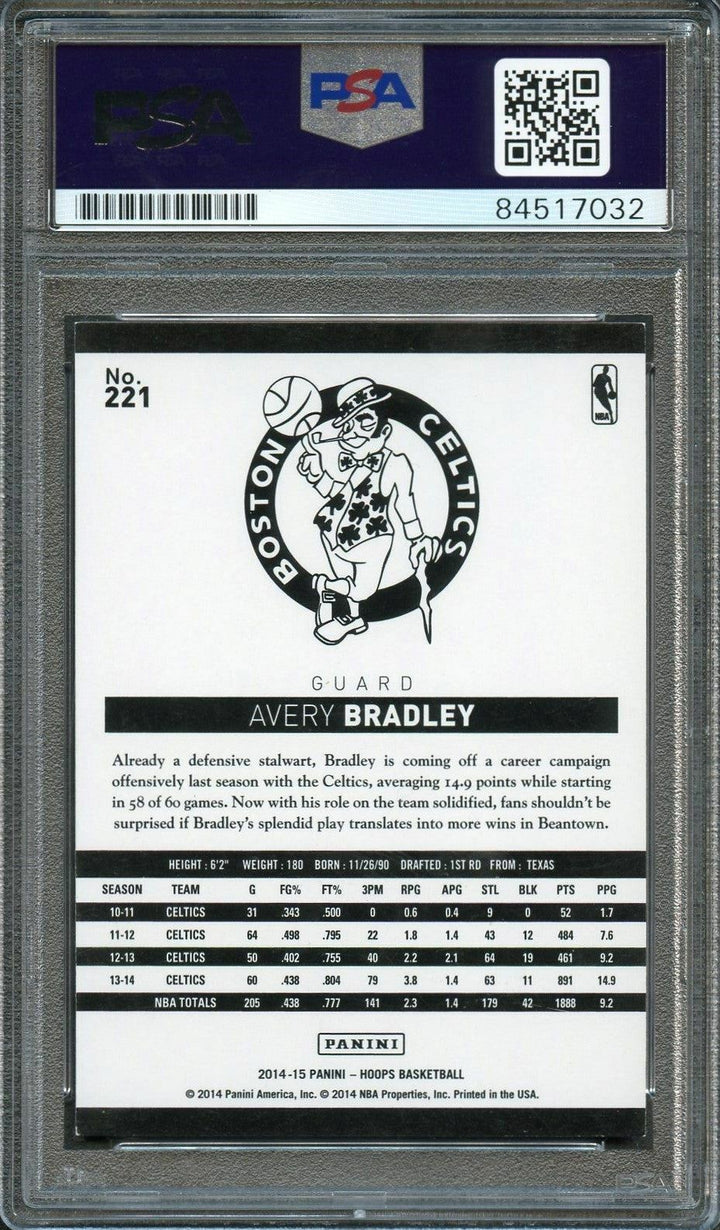 2014-15 NBA Hoops #221 Avery Bradley Signed Card AUTO 10 PSA/DNA Slabbed Celtics Image 2