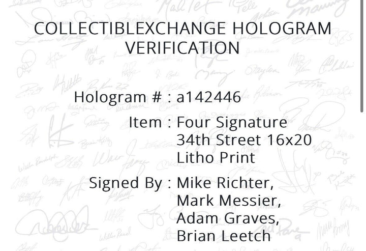 Messier Leetch Richter Graves Rangers Signed 16x20 Litho Framed Auto Steiner COA Image 8