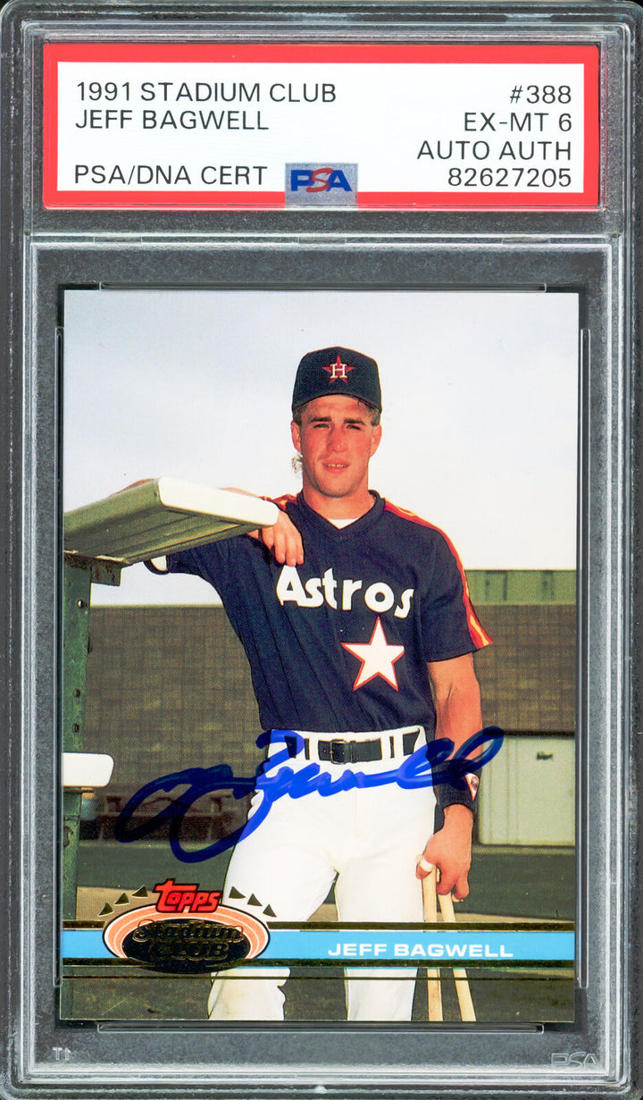 Jeff Bagwell Autographed 1991 Stadium Club RC Astros PSA 6 PSA/DNA 82627205 Image 1