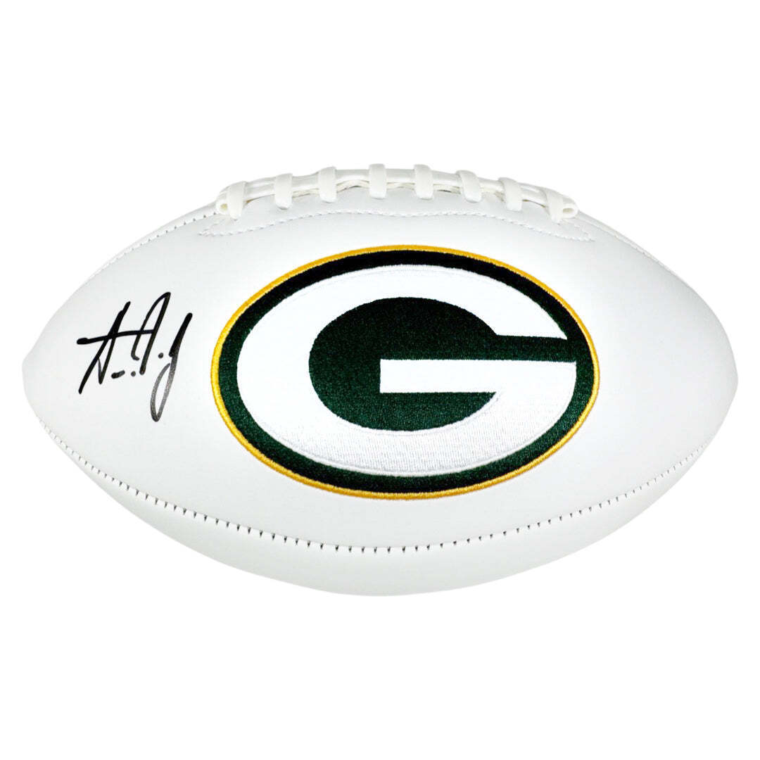 Aaron Jones Signed Green Bay Packers Official NFL Team Logo Football (Beckett) Image 1