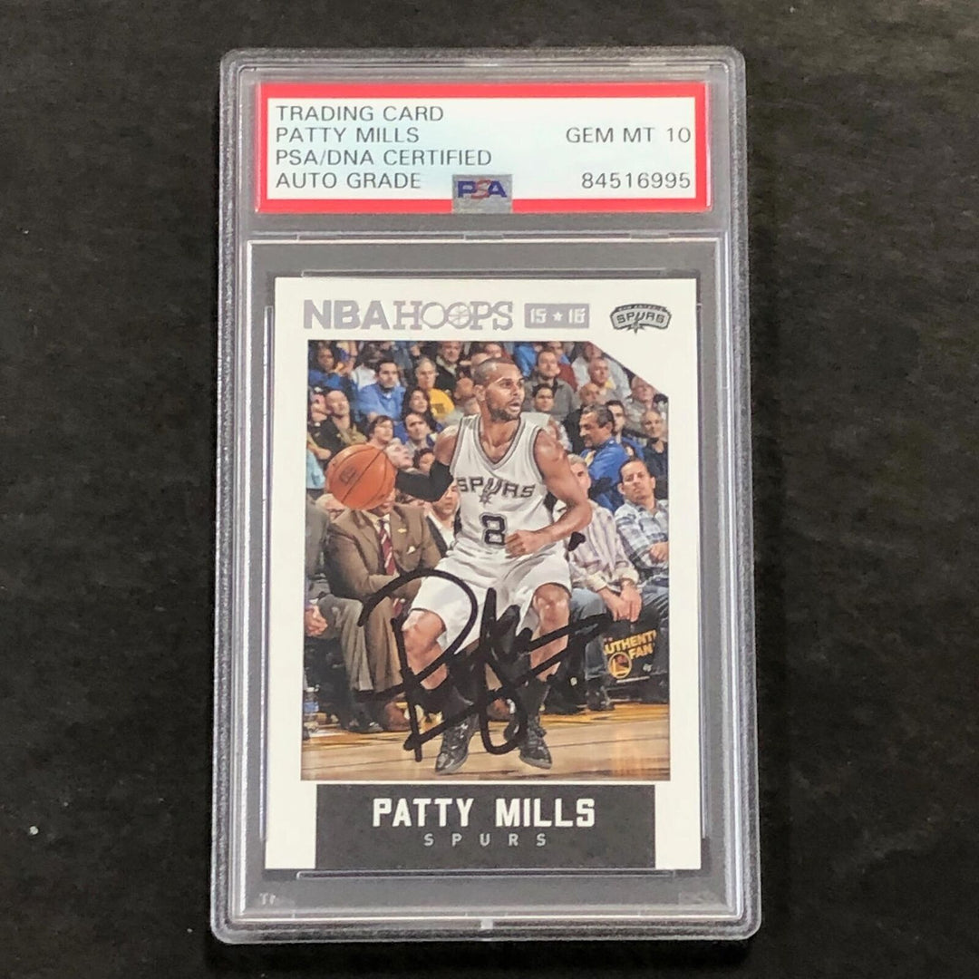 2015-16 Panini Hoops #206 Patty Mills Signed Card AUTO 10 PSA/DNA Slabbed Spurs Image 1
