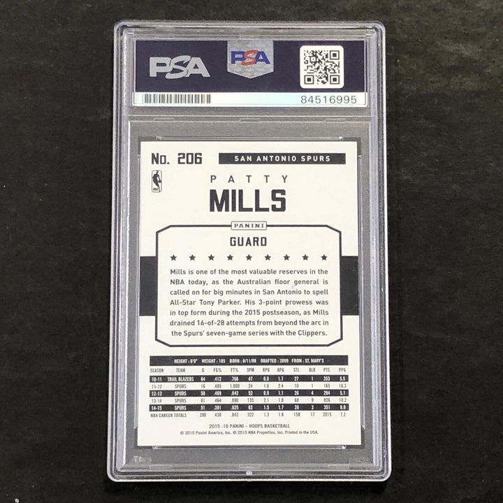 2015-16 Panini Hoops #206 Patty Mills Signed Card AUTO 10 PSA/DNA Slabbed Spurs Image 2