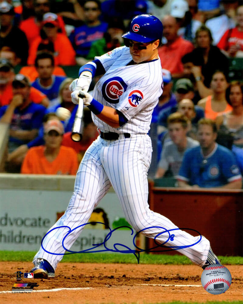 CHRIS COGHLAN Signed Chicago Cubs Swinging Action 8x10 Photo - SCHWARTZ Image 1