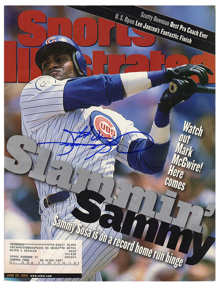 Sammy Sosa Signed Cubs Slammin Sammy Sports Illustrated 6/29/98 Magazine -SS COA Image 1