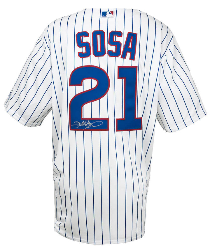 Sammy Sosa Signed Cubs White Majestic Replica Baseball Jersey - (SCHWARTZ COA) Image 1