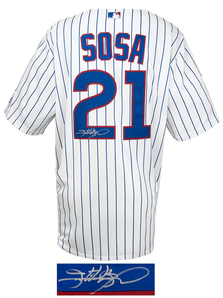 Sammy Sosa Signed Cubs White Majestic Replica Baseball Jersey - (SCHWARTZ COA) Image 2