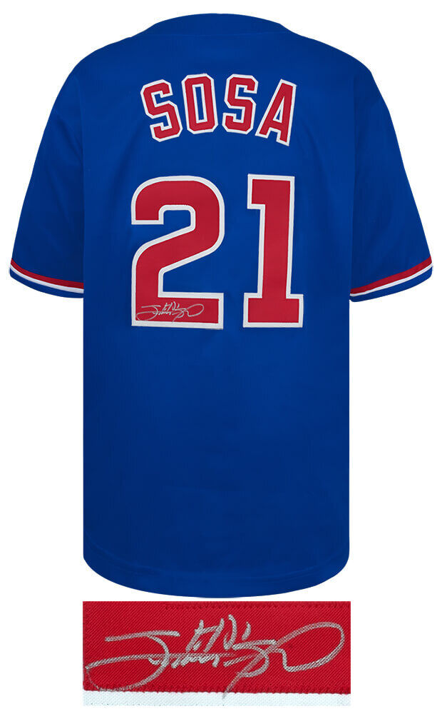 Sammy Sosa (CHICAGO CUBS) Signed Blue Custom Baseball Jersey - (SCHWARTZ COA) Image 2