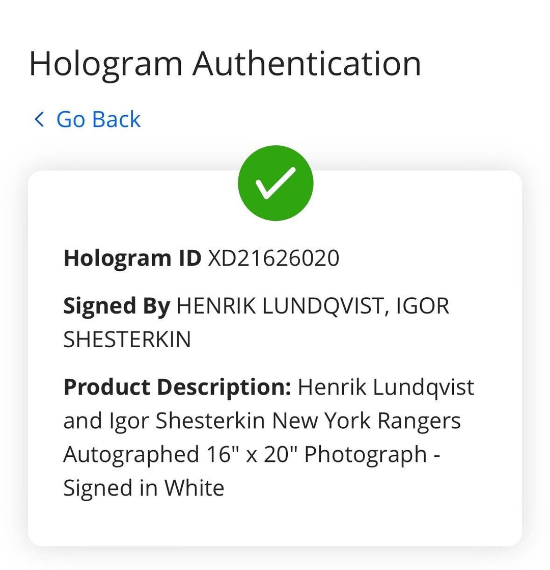 Igor Shesterkin Henrik Lundqvist Rangers Signed 16x20 Framed Photo Auto Fanatics Image 6