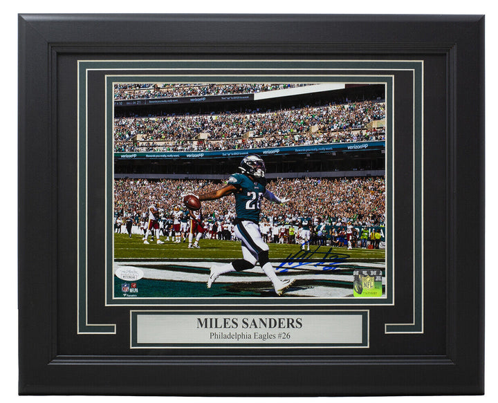 Miles Sanders Signed Framed Philadelphia Eagles 8x10 Touchdown Photo JSA ITP Image 1