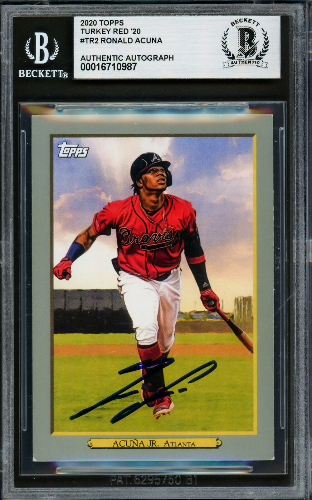 Ronald Acuna Jr. Autographed 2020 Topps Turkey Red Card Braves Beckett #16710987 Image 1