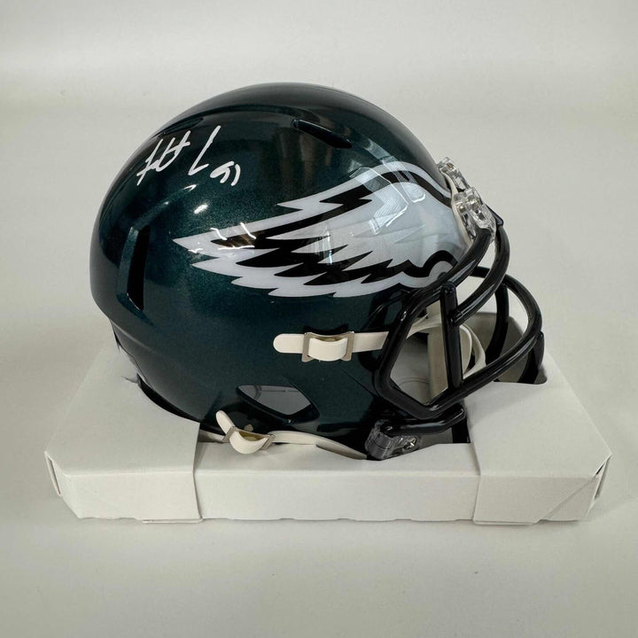 Autographed/Signed Fletcher Cox Philadelphia Eagles Mini Football Helmet COA Image 1