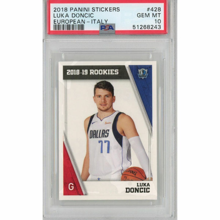 Graded 2018-19 Panini Stickers LUKA DONCIC 428 European Italy Rookie Card PSA 10 Image 1