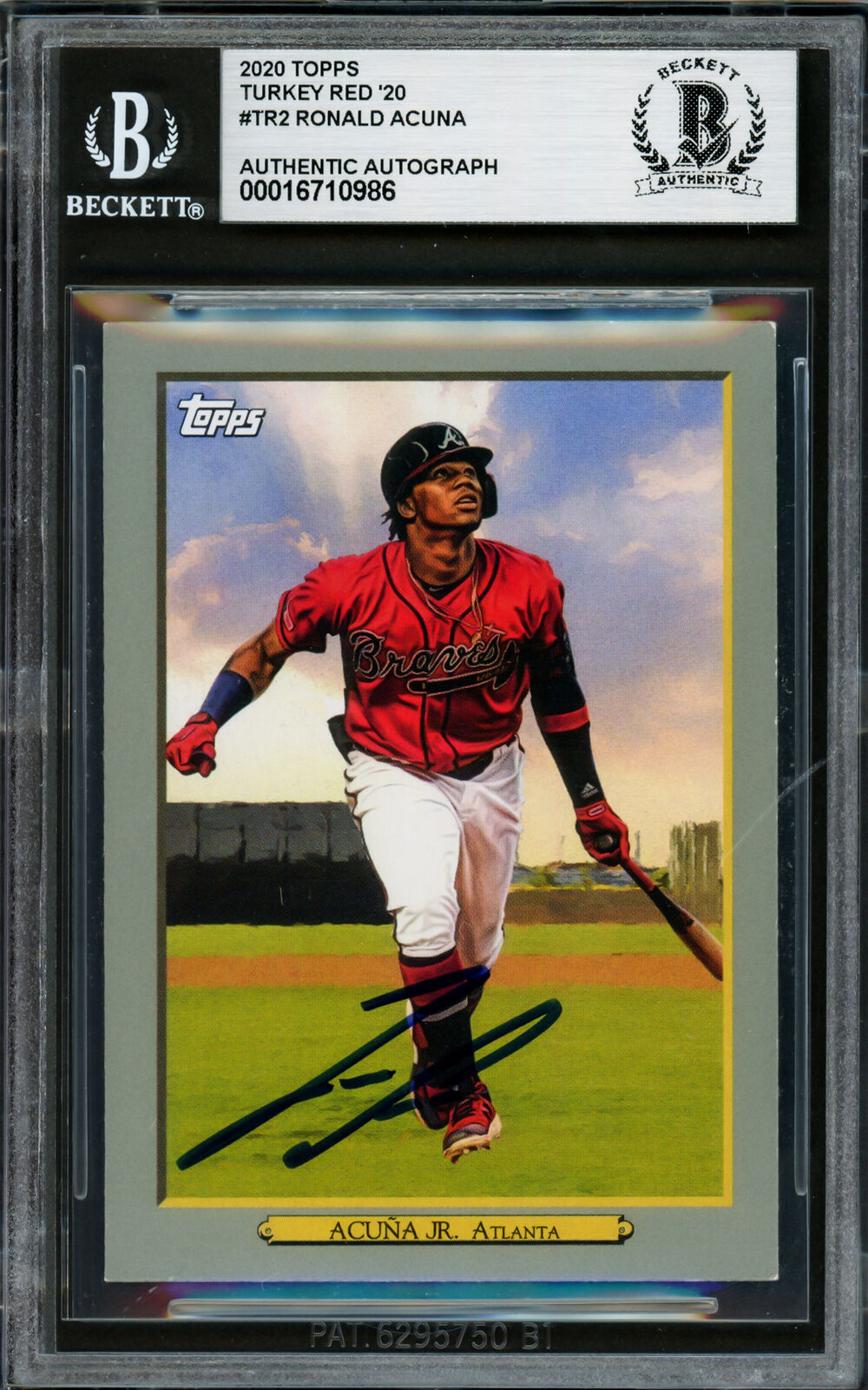 Ronald Acuna Jr. Autographed 2020 Topps Turkey Red Card Braves Beckett #16710986 Image 1