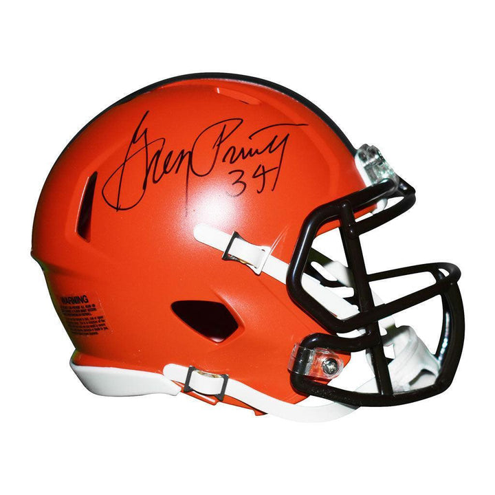 Greg Pruitt Signed Cleveland Browns Speed Mini Replica Football Helmet (JSA) Image 2