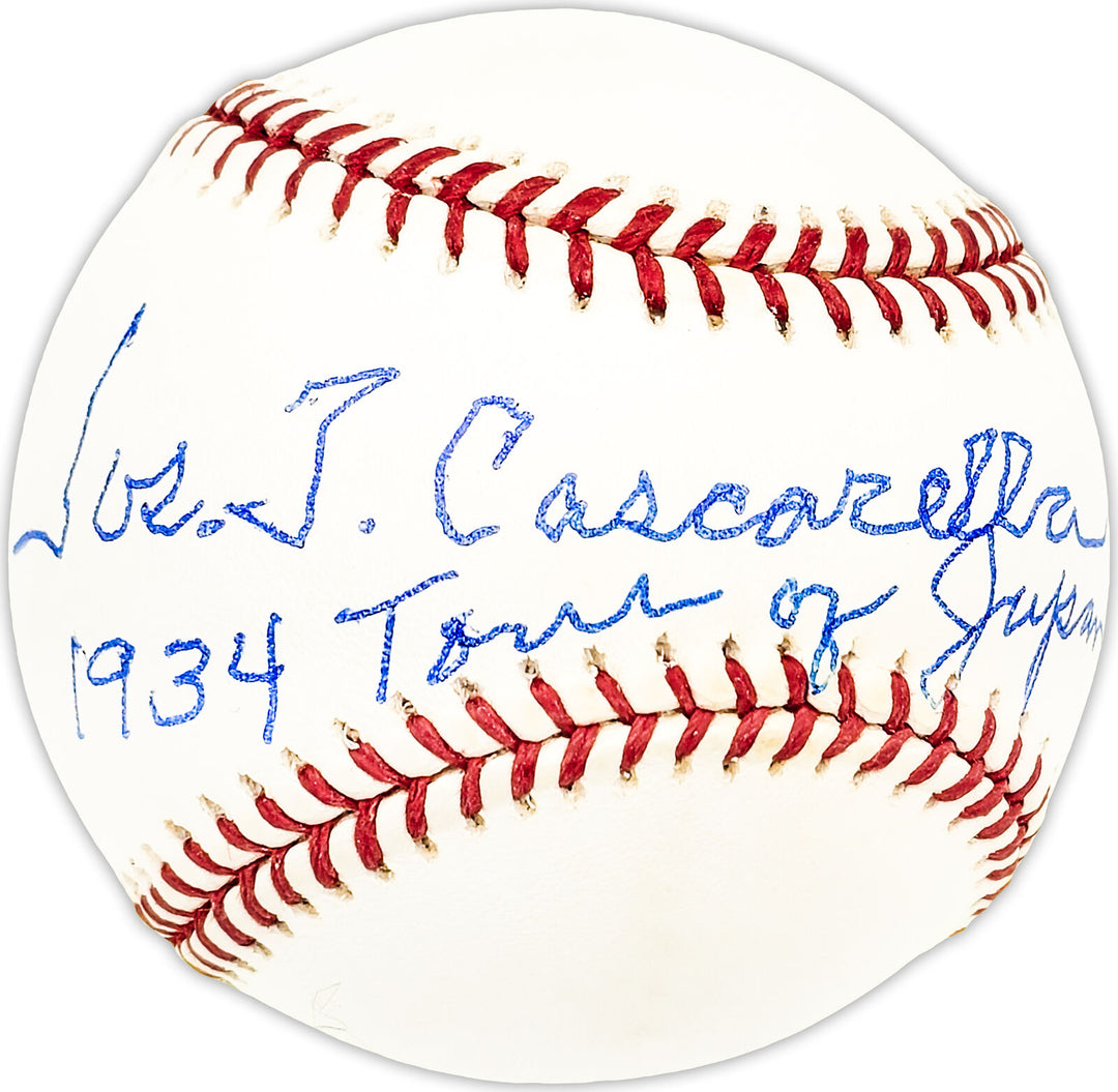 Joe Cascarella Autographed AL Baseball Red Sox 1934 Tour Japan Beckett BM25289 Image 1