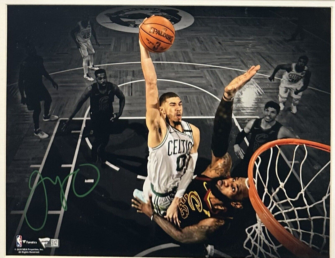 Jayson Tatum Celtics Signed 11x14 Photo Framed Dunking On Lebron Auto Fanatics Image 2
