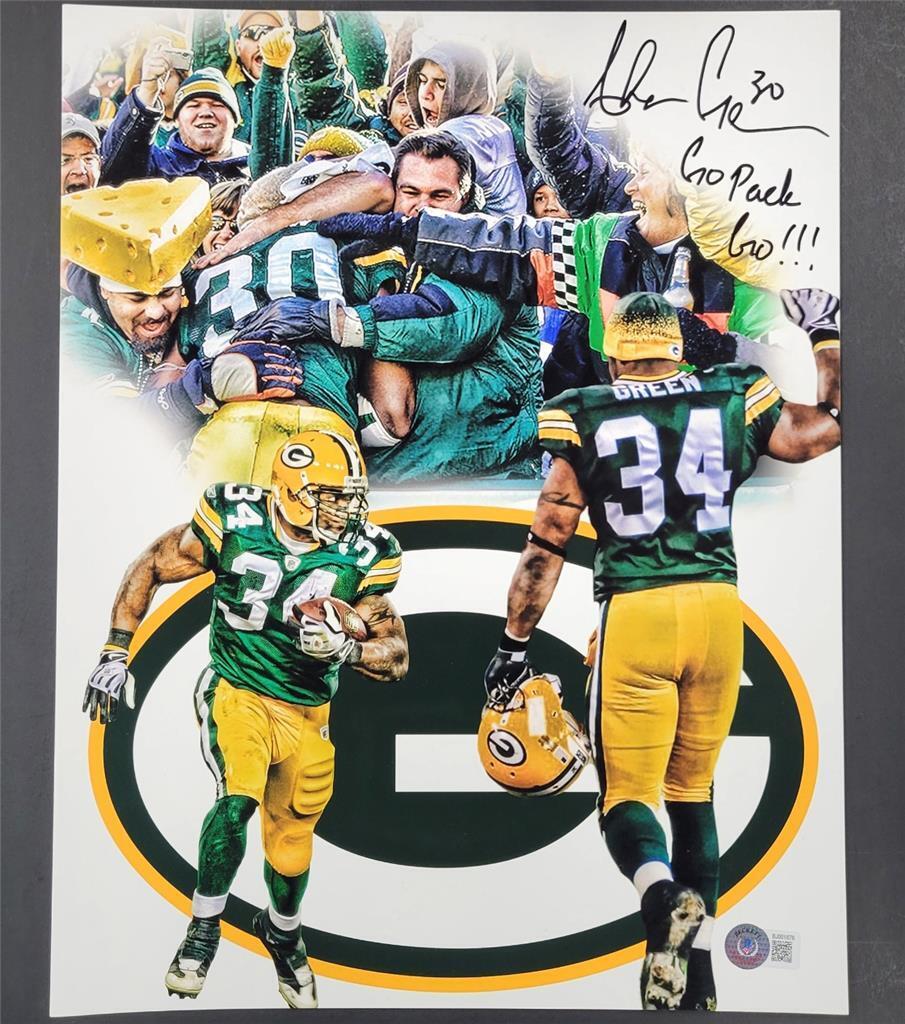 Ahman Green signed "Go Pack Go!" 11x14 Photo Packers autograph  BAS Beckett Image 1