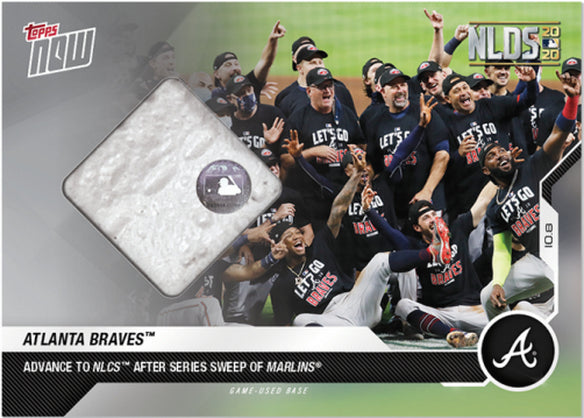 ATLANTA BRAVES GAME USED NLDS BASE RELIC TOPPS NOW CARD #390A  ADVANCE TO NLCS Image 1
