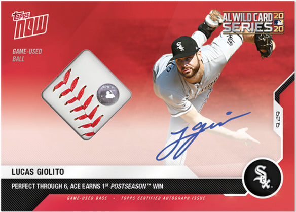 LUCAS GIOLITO SIGNED GAME USED WILD CARD BALL TOPPS NOW CARD 327D POSTSEASON WIN Image 1
