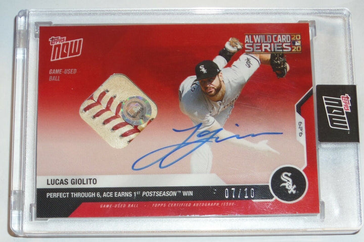 LUCAS GIOLITO SIGNED GAME USED WILD CARD BALL TOPPS NOW CARD 327D POSTSEASON WIN Image 3