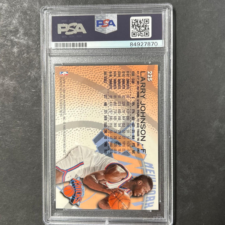 1996-97 Fleer #225 Larry Johnson Signed Card AUTO 10 PSA Slabbed Knicks Image 2
