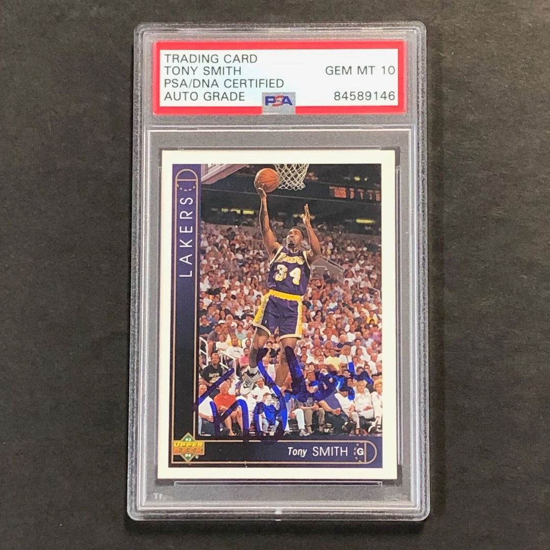 1993-94 Upper Deck #409 Tony Smith Signed Card Auto 10 PSA Slabbed Lakers Image 1