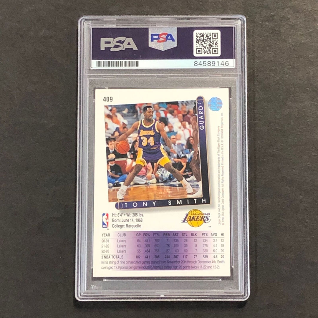 1993-94 Upper Deck #409 Tony Smith Signed Card Auto 10 PSA Slabbed Lakers Image 2
