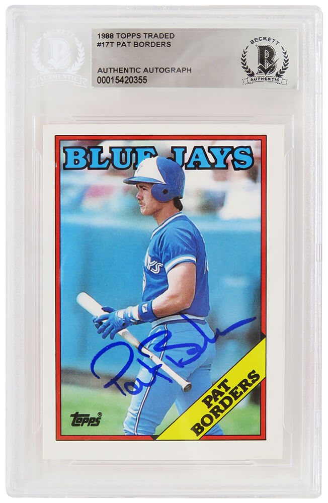 Pat Borders Signed Blue Jays 1988 Topps Traded Rookie Card #17T -Beckett Slabbed Image 1