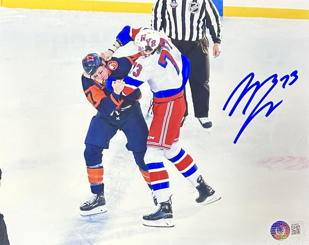 Matt Rempe Signed 8x10 Framed Photo Fight vs Islanders Rangers Autograph BAS COA Image 2